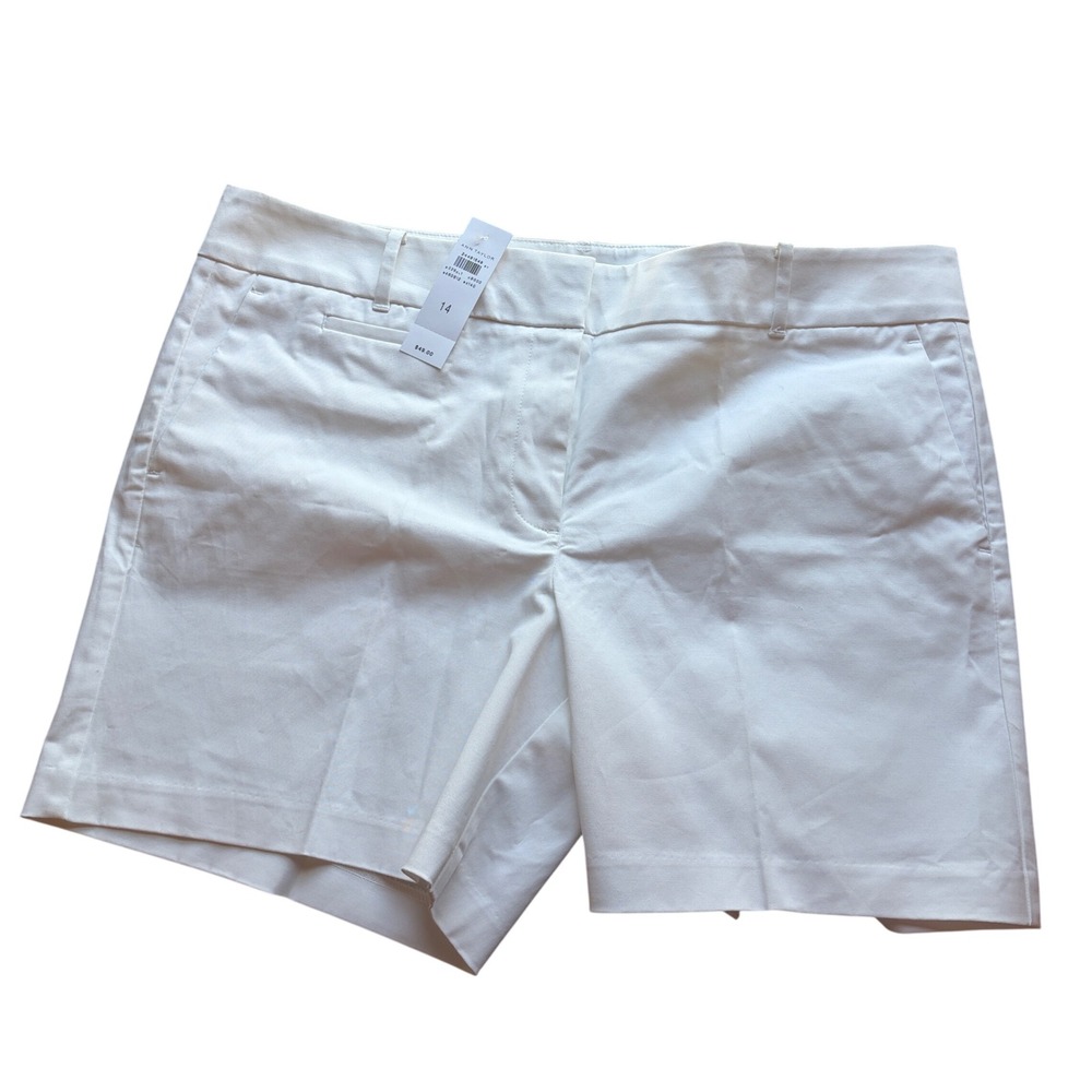 Ann Taylor Metro Short Womens 14 White Cotton Blend Chino Dress Shorts